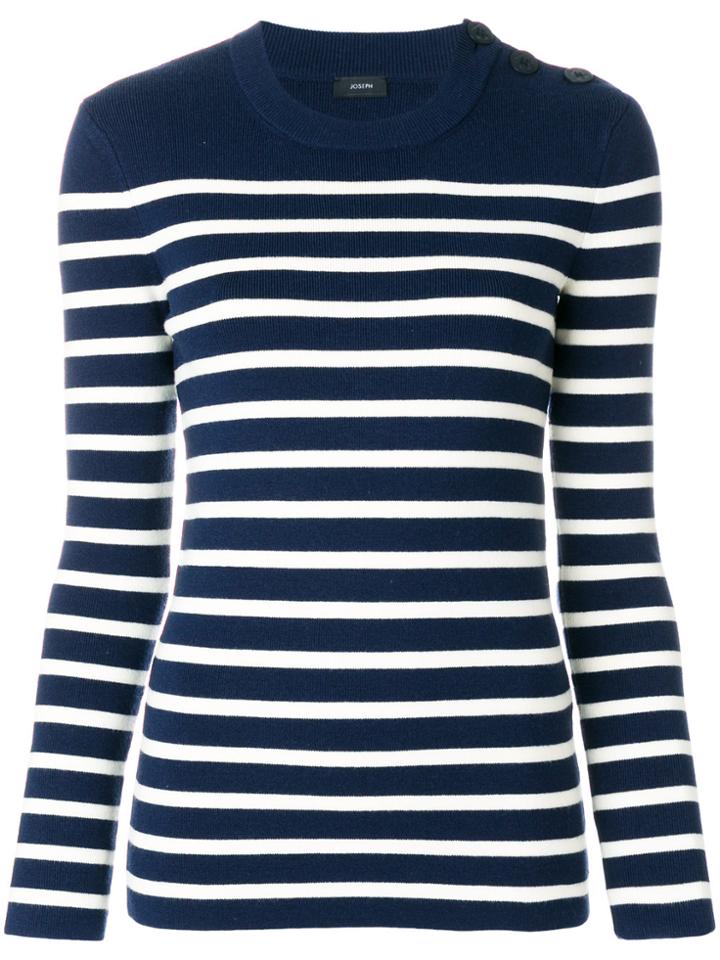 Joseph Round Neck Striped Jumper - Blue