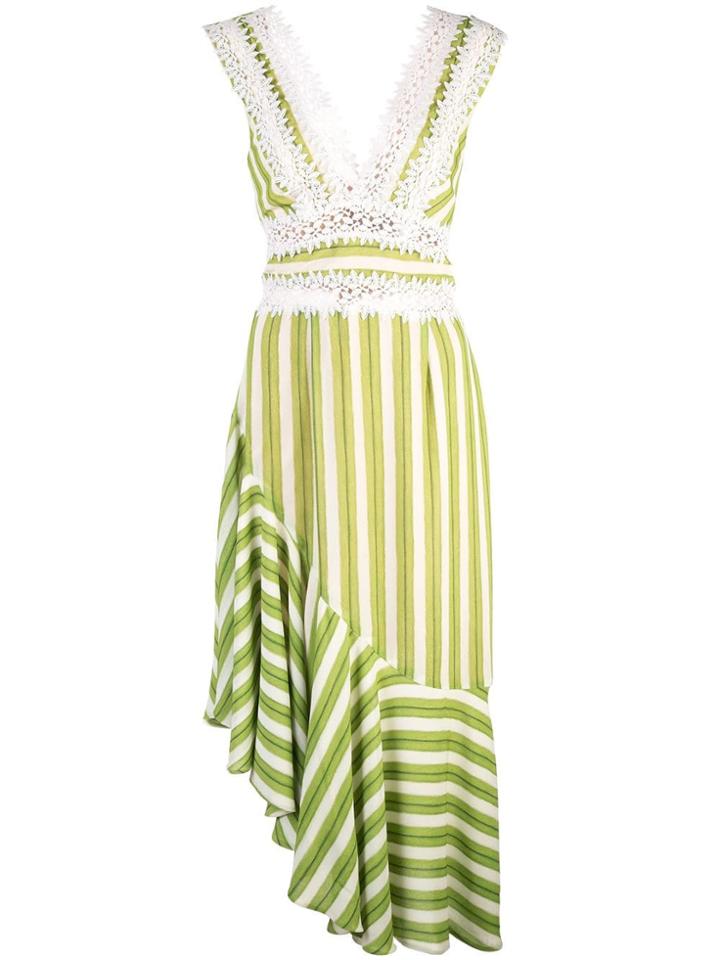 Patbo Striped Lace Trim Dress - Green