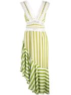 Patbo Striped Lace Trim Dress - Green