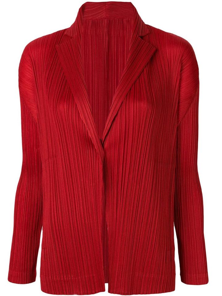 Pleats Please By Issey Miyake Pleated Button Blazer - Red