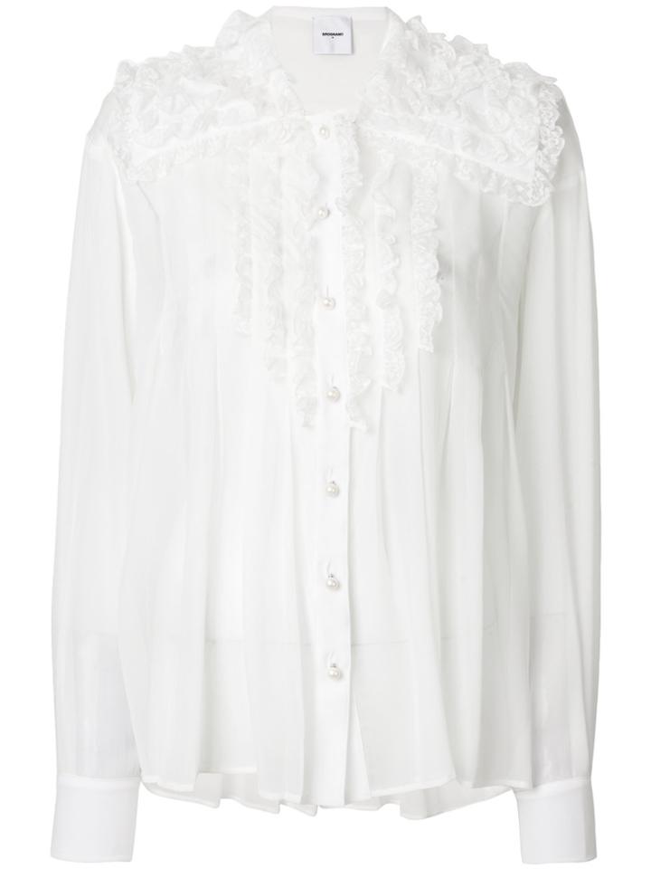 Brognano Ruffled Front Shirt - White