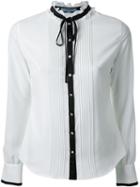 Guild Prime Contrast Trim Ruffle Neck Button Down Shirt