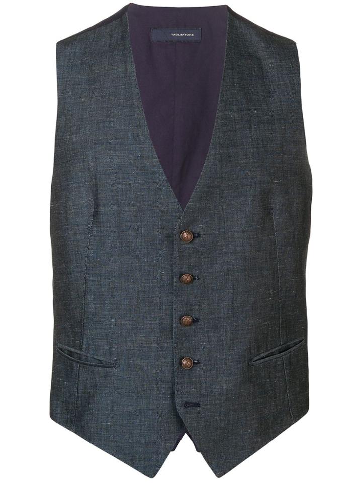 Tagliatore Denim Style Waistcoat Jacket - Blue