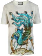 Gucci Peacock Print T-shirt, Men's, Size: Medium, Grey, Cotton