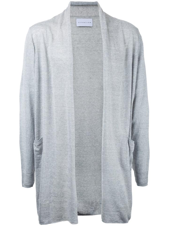 Long Open Cardigan - Men - Linen/flax - L, Grey, Linen/flax, Estnation