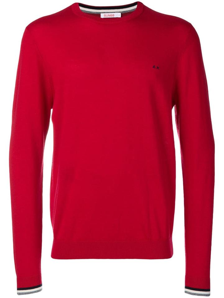 Sun 68 Round Neck Jumper - Red
