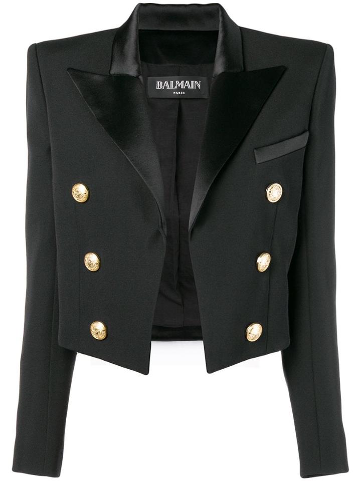Balmain Cropped Double Breasted Jacket - Black