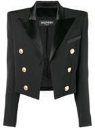 Balmain Cropped Double Breasted Jacket - Black