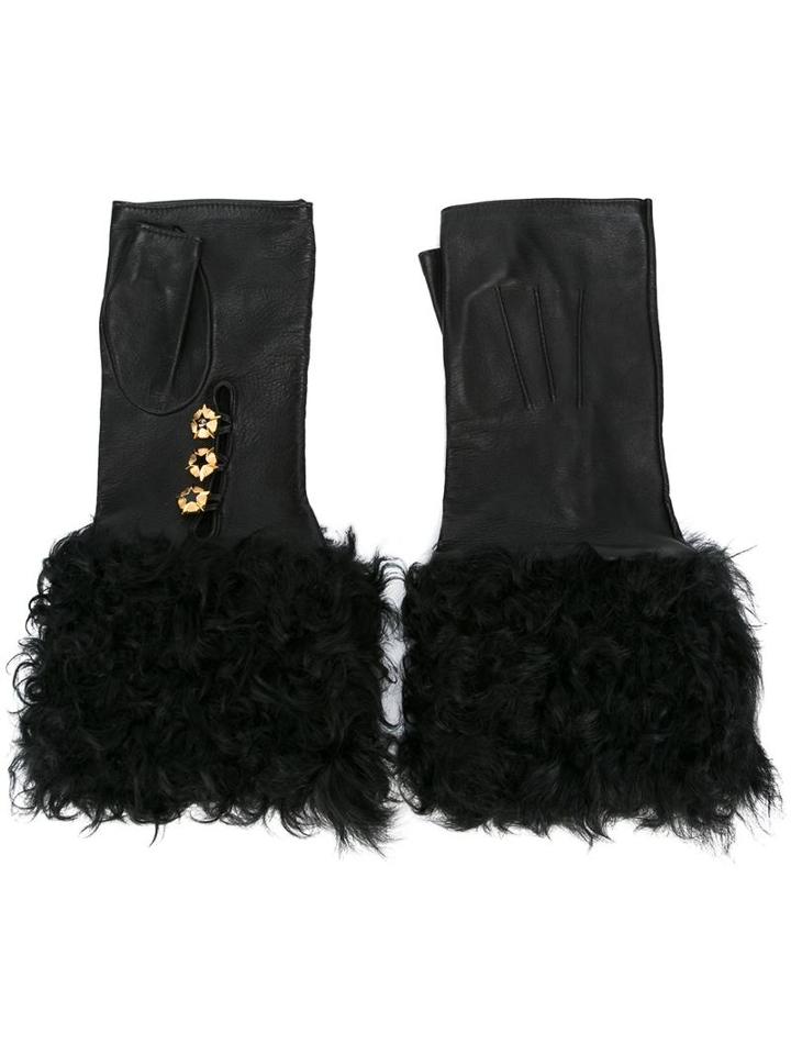 Chanel Vintage Fingerless Gloves, Women's, Black