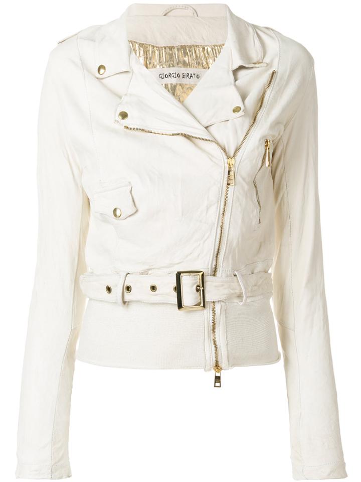 Giorgio Brato Creased Biker Jacket - Nude & Neutrals