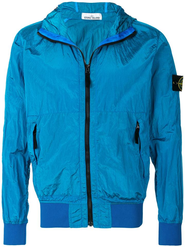 Stone Island Zipped Bomber Jacket - Blue