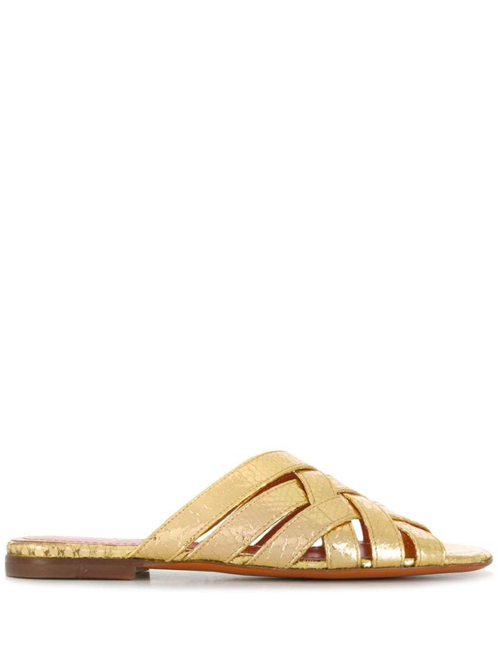 Santoni Woven Strappy Sandals - Gold