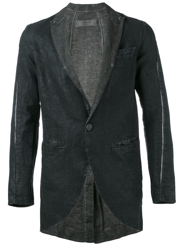 Transit - Open Seam Detail Blazer - Men - Cotton/linen/flax - M, Grey, Cotton/linen/flax