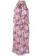 Moschino Vintage Floral Halter Dress - Purple
