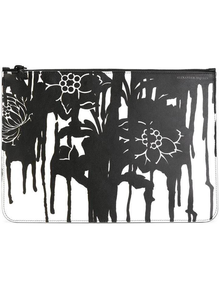 Alexander Mcqueen Floral Drip Print Clutch