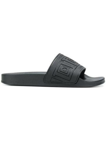 Versace Collection Greek Key Pool Slides - Black