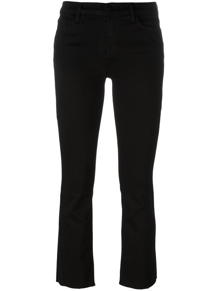 J Brand Flared Cropped Jeans, Women's, Size: 26, Black, Cotton/polyester/spandex/elastane