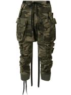 Unravel Project Camouflage Tapered Trousers, Size: Large, Green, Cotton/spandex/elastane
