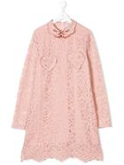 Vivetta Kids Teen Hand Collar Lace Dress - Pink & Purple