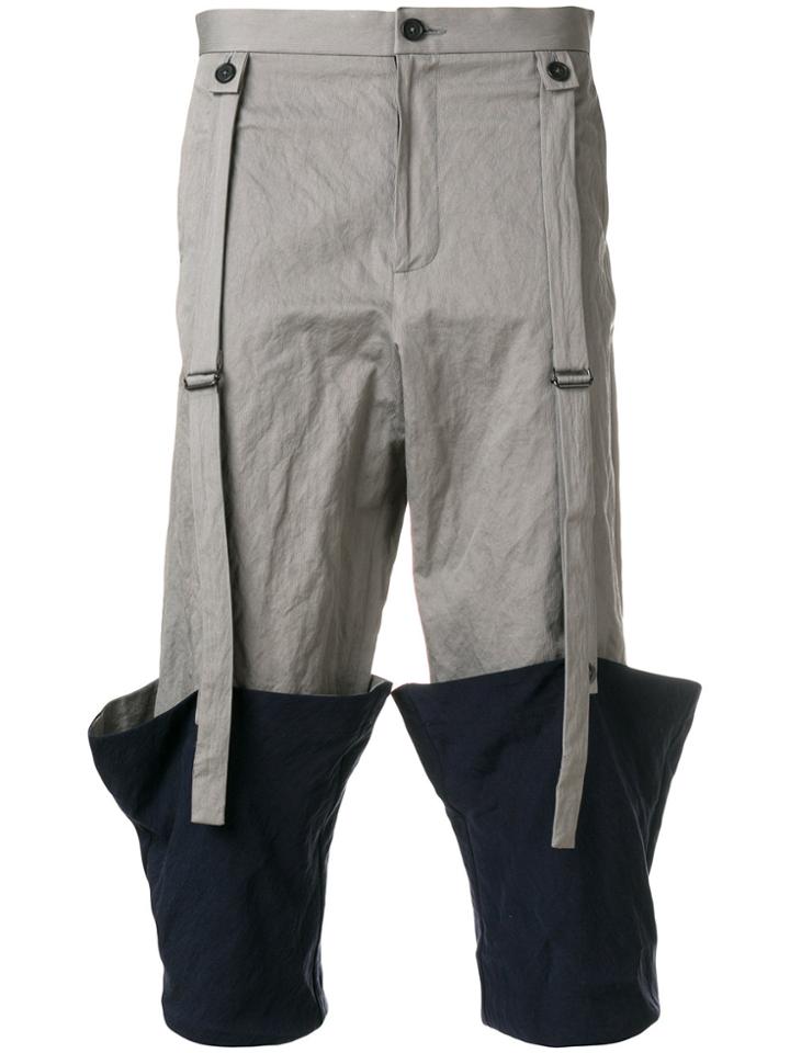 Chalayan Turned Up Hem Cropped Trousers - Grey