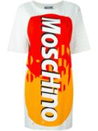 Moschino Credit Card Logo Dress, Women's, Size: 38, White, Rayon/other Fibres