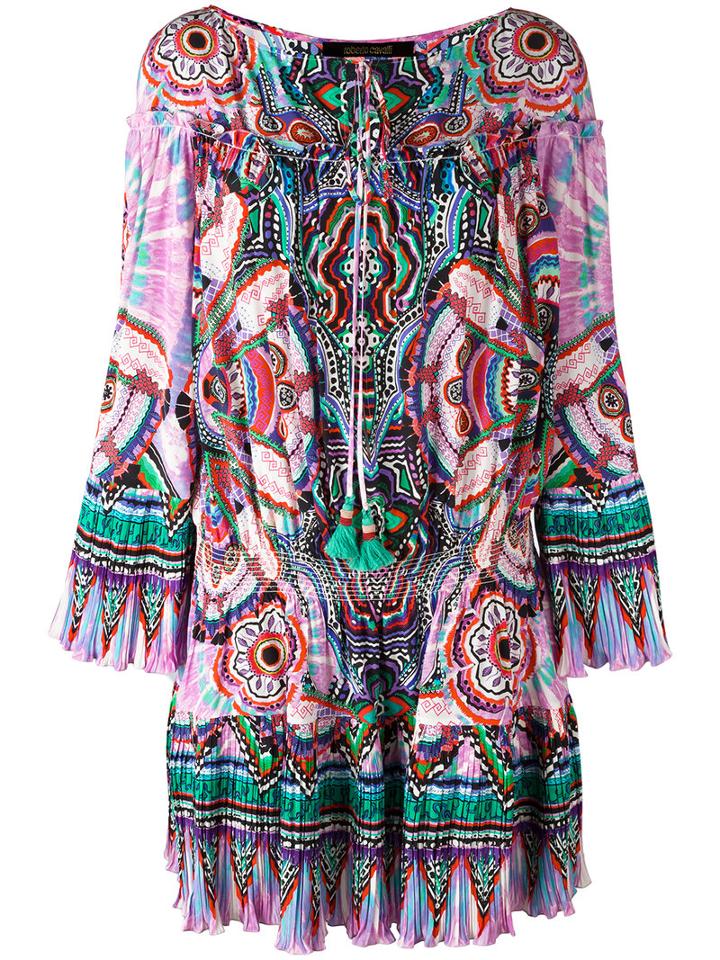 Roberto Cavalli Abstract Print Shift Dress, Women's, Size: 44, Pink/purple, Silk