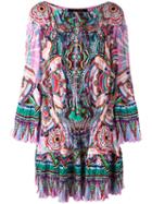 Roberto Cavalli Abstract Print Shift Dress, Women's, Size: 44, Pink/purple, Silk