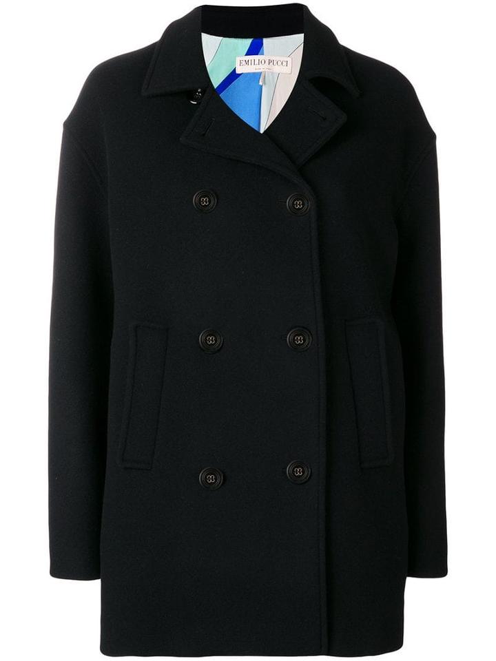 Emilio Pucci Black Double-breasted Pea Coat