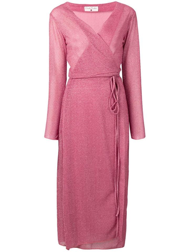 Danielapi Metallic Knit Wrap Dress - Pink