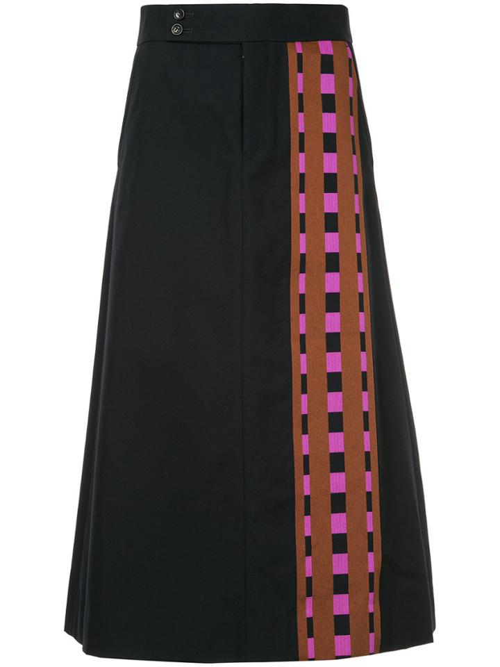 Comme Des Garçons Vintage Checked-panel A-line Midi Skirt - Blue