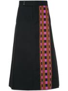 Comme Des Garçons Vintage Checked-panel A-line Midi Skirt - Blue