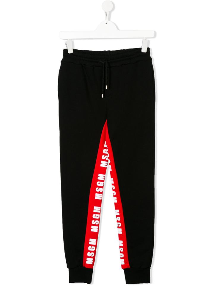 Msgm Kids Piped Logo Track Pants - Black