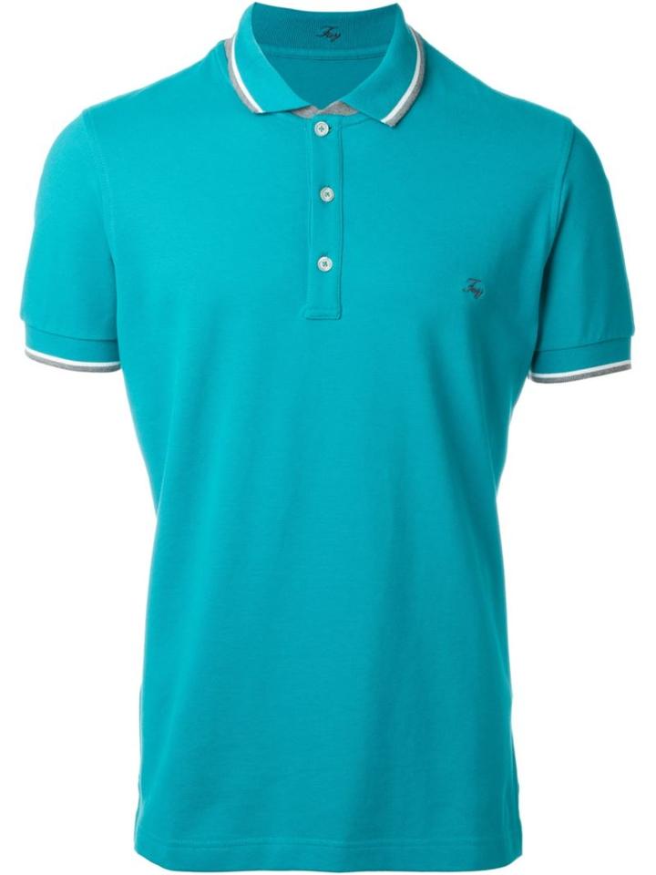 Fay Logo Polo Shirt, Men's, Size: Medium, Blue, Cotton/spandex/elastane