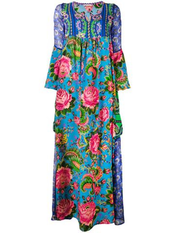 Anjuna - Printed Floral Dress - Women - Silk - Xs, Blue, Silk