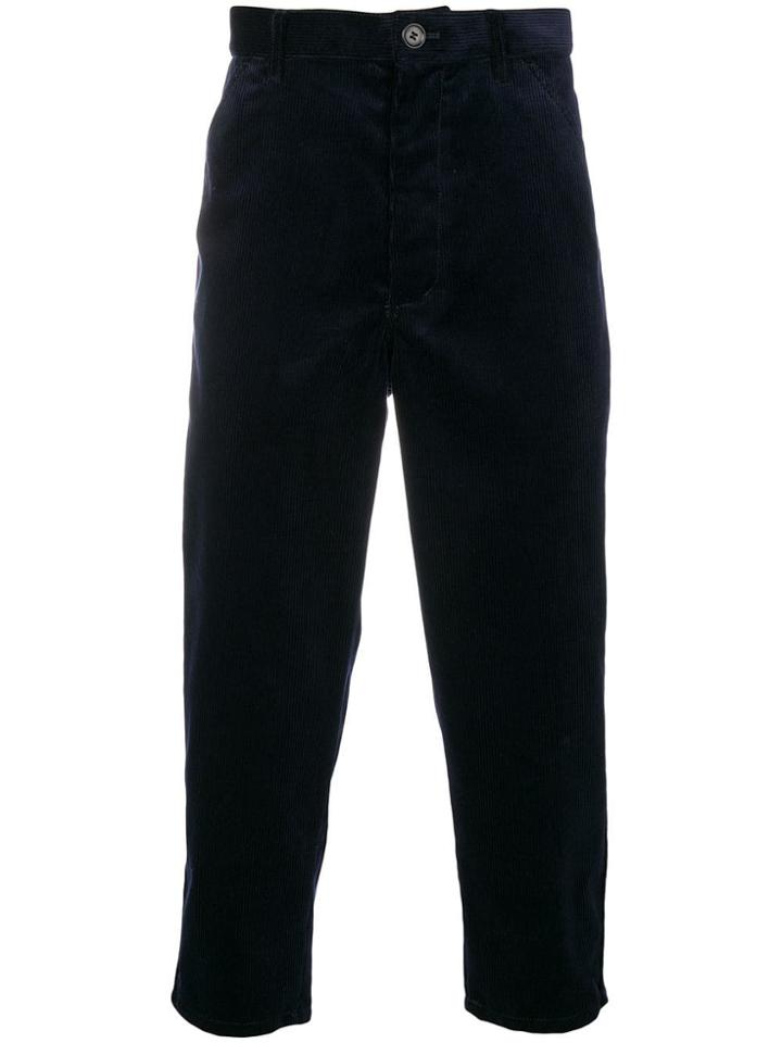 Comme Des Garçons Shirt Boys Corduroy Cropped Trousers - Blue