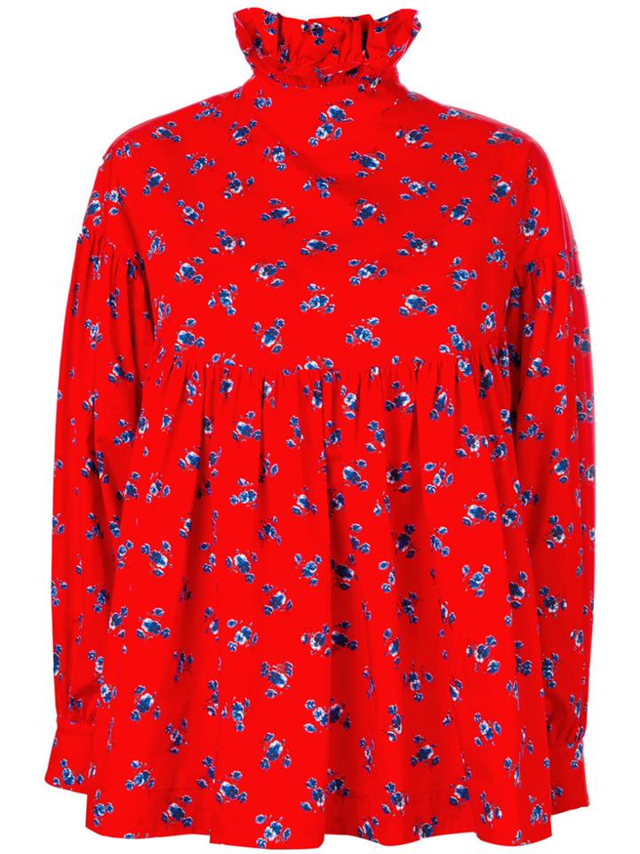 Kenzo Floral Smock Top - Red