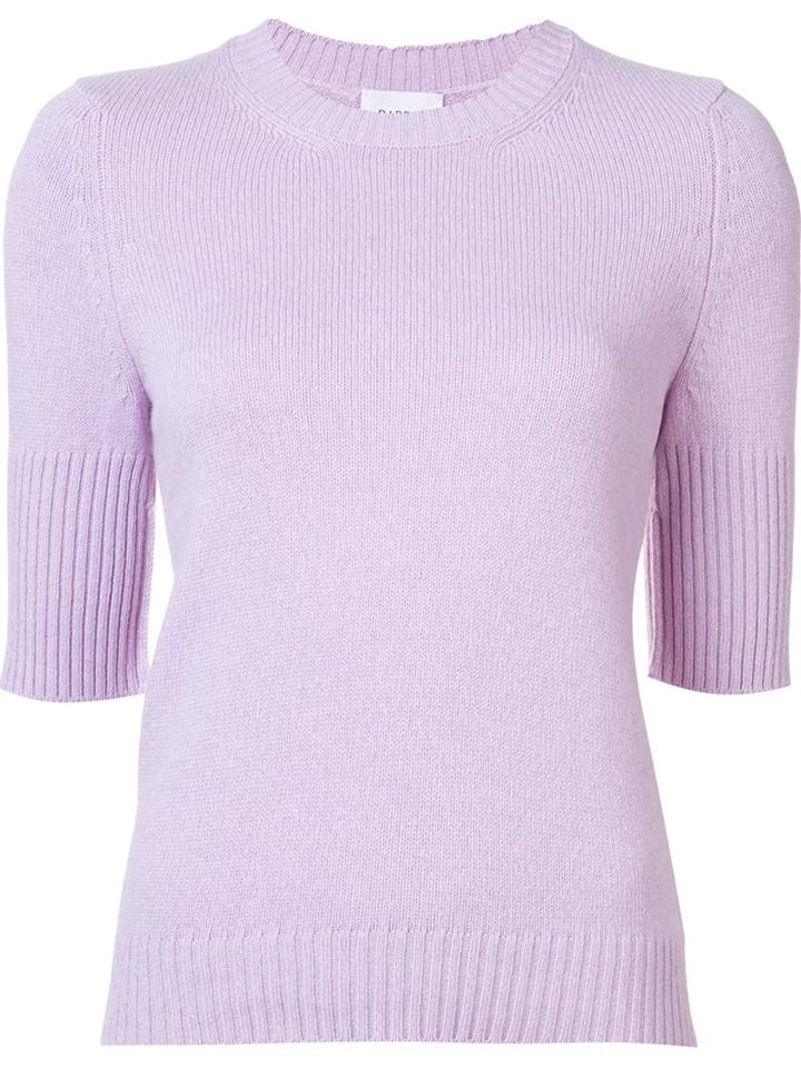 Barrie Cashmere Shortsleeved Knitted Top, Women's, Size: Medium, Pink/purple, Cashmere