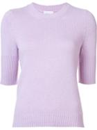 Barrie Cashmere Shortsleeved Knitted Top, Women's, Size: Medium, Pink/purple, Cashmere