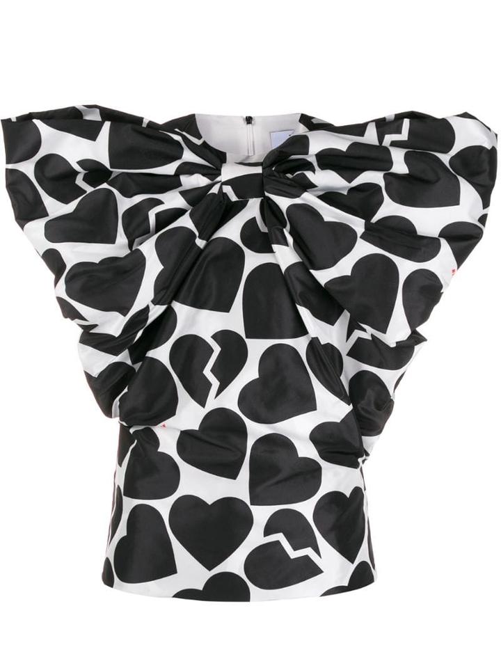 Msgm Pussybow Heart Print Blouse - White