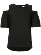Estnation - Frill Sleeve Cold Shoulder Top - Women - Polyester - 38, Black, Polyester