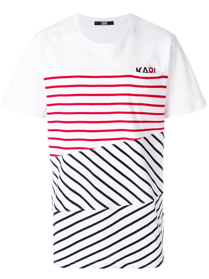 Karl Lagerfeld Contrast Stripe Logo T-shirt - White