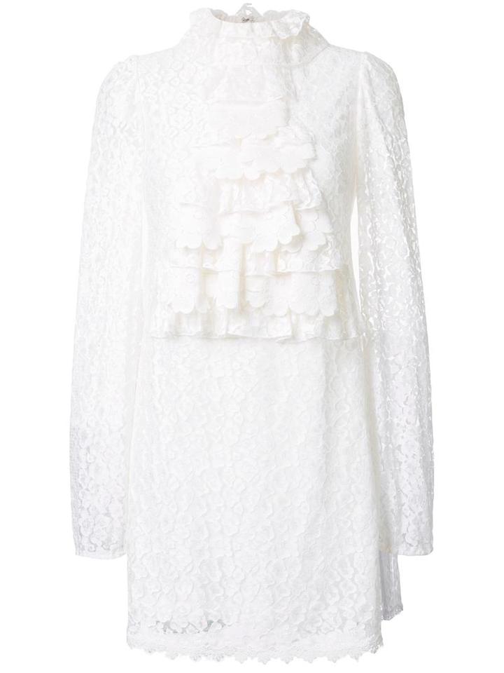 Giamba Frill Lace Dress, Women's, Size: 40, White, Nylon/viscose