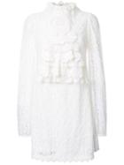 Giamba Frill Lace Dress, Women's, Size: 40, White, Nylon/viscose