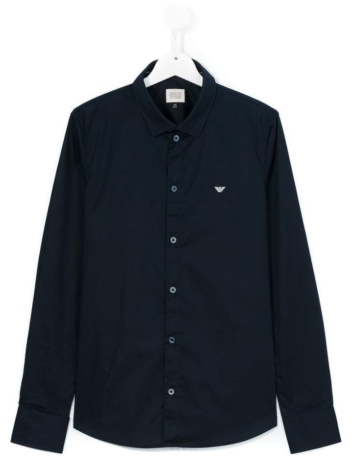 Armani Junior - Teen Classic Shirt - Kids - Cotton/spandex/elastane - 16 Yrs, Blue
