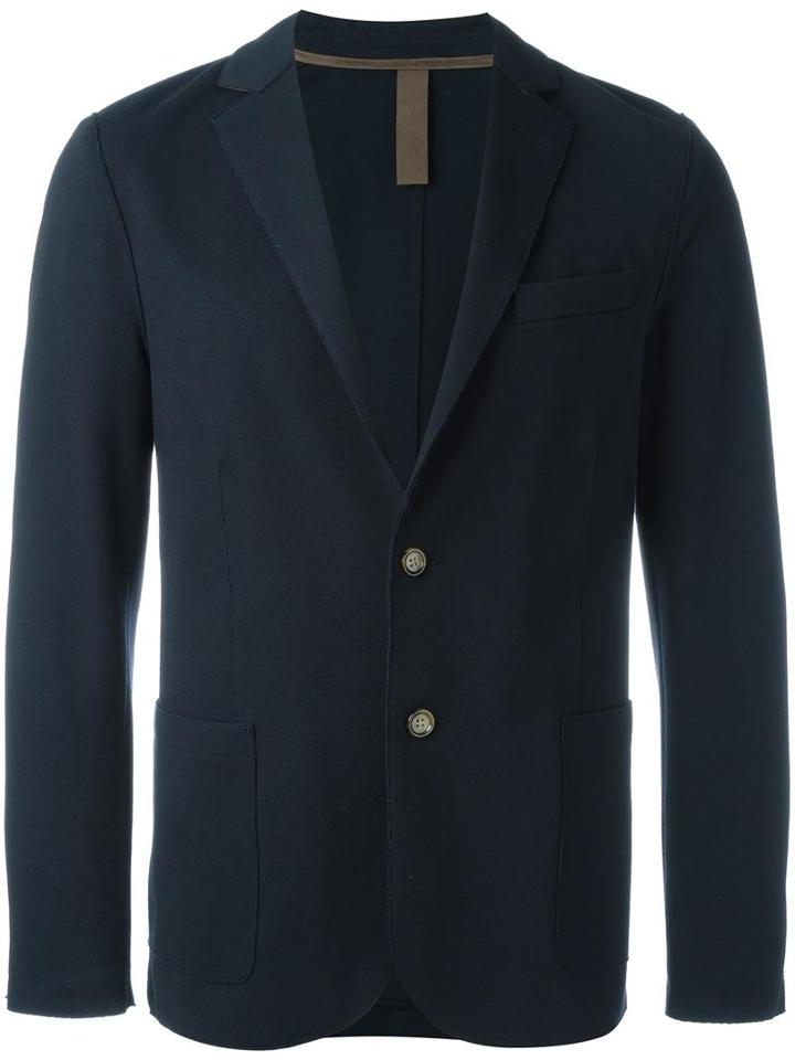 Eleventy Patched Elbows Blazer, Men's, Size: 42, Blue, Cotton/nylon/spandex/elastane/acetate