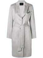 Fabiana Filippi Belted Waist Fur Coat - Grey