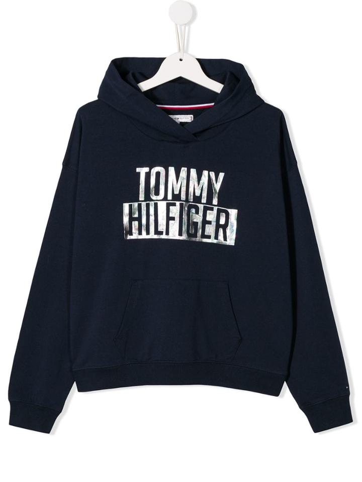 Tommy Hilfiger Junior Teen Metallic Logo Hoodie - Blue