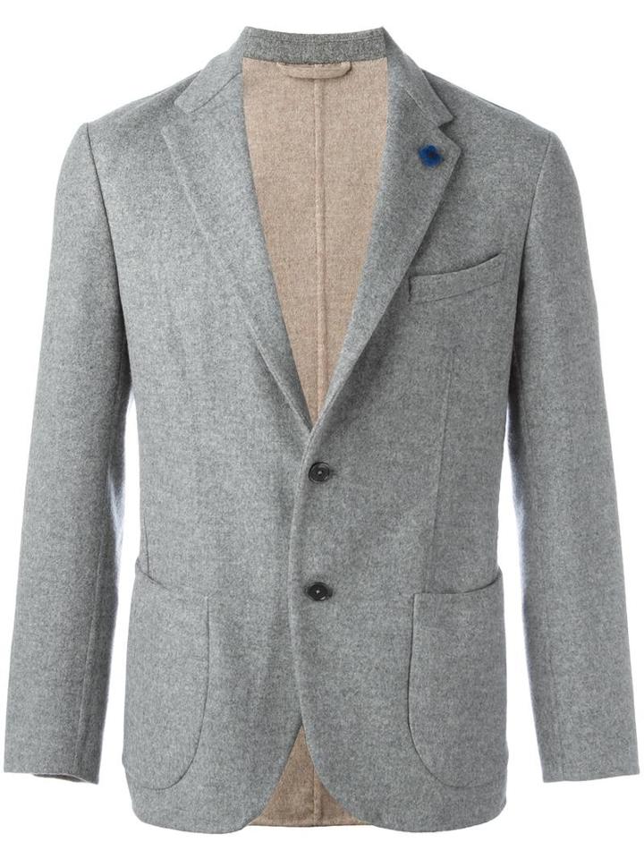 Lardini Fitted Blazer, Men's, Size: 52, Grey, Wool/cotton/viscose/cupro