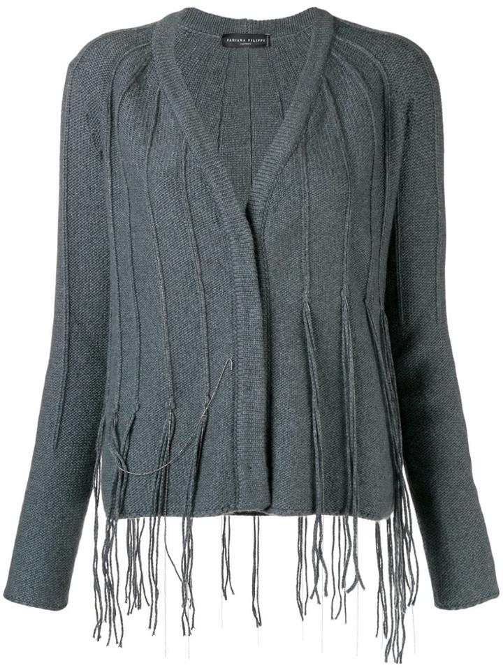 Fabiana Filippi Fringed Cashmere Cardigan - Blue