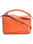 Loewe Small 'puzzle' Tote, Women's, Yellow/orange, Calf Leather/cotton/linen/flax
